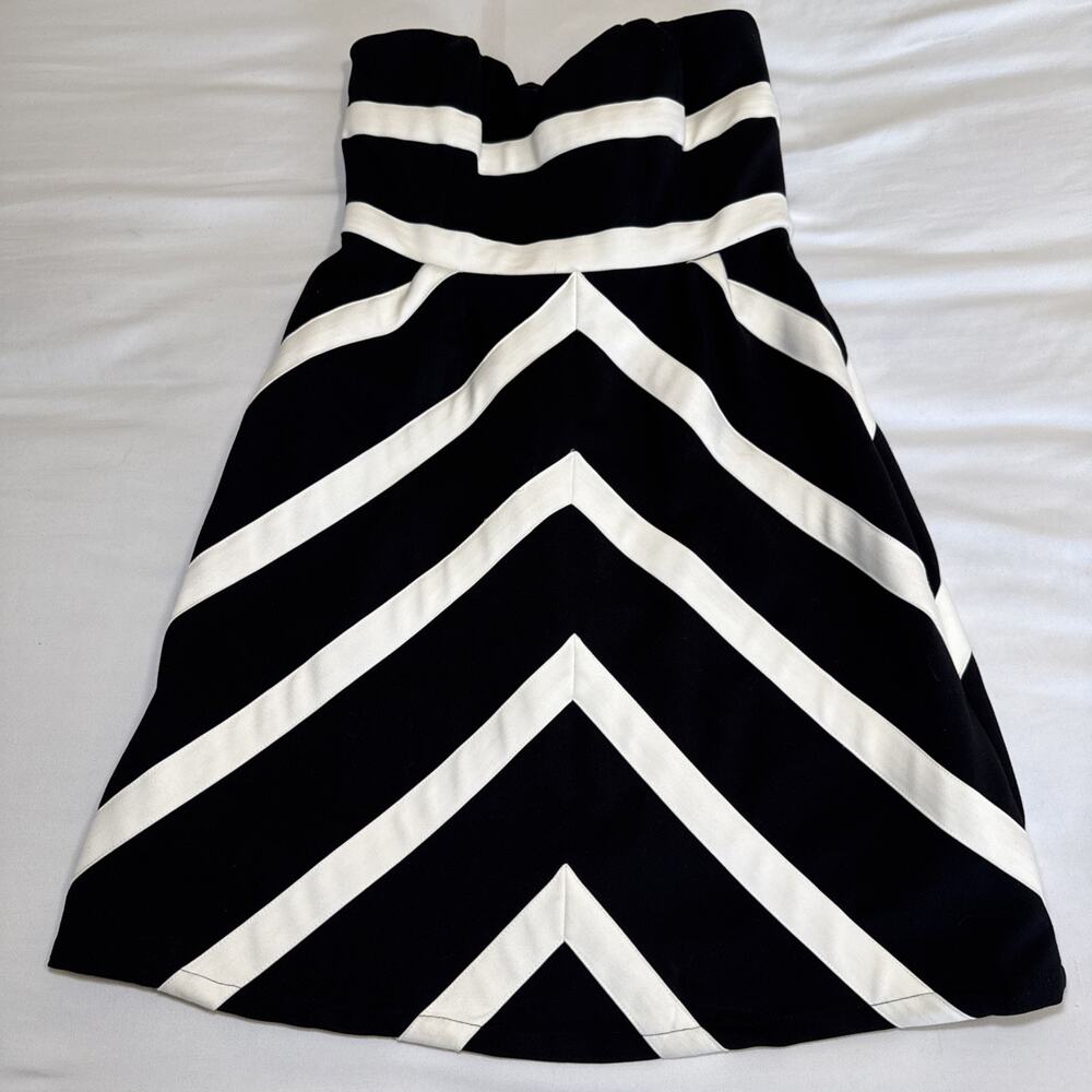 Julie Brown Strapless Dress Black Ivory Party Cocktail Dress Womens Medium NWT